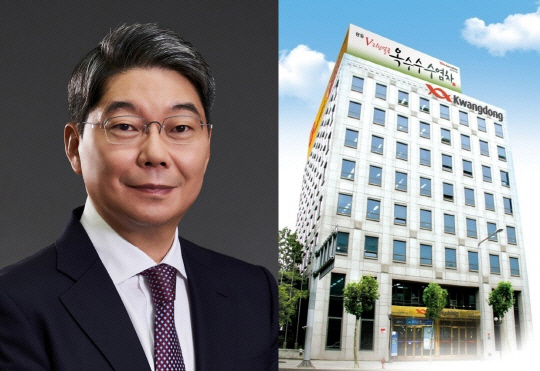 왼쪽부터 최성원 광동제약 회장, 광동제약 본사. 광동제약 제공.